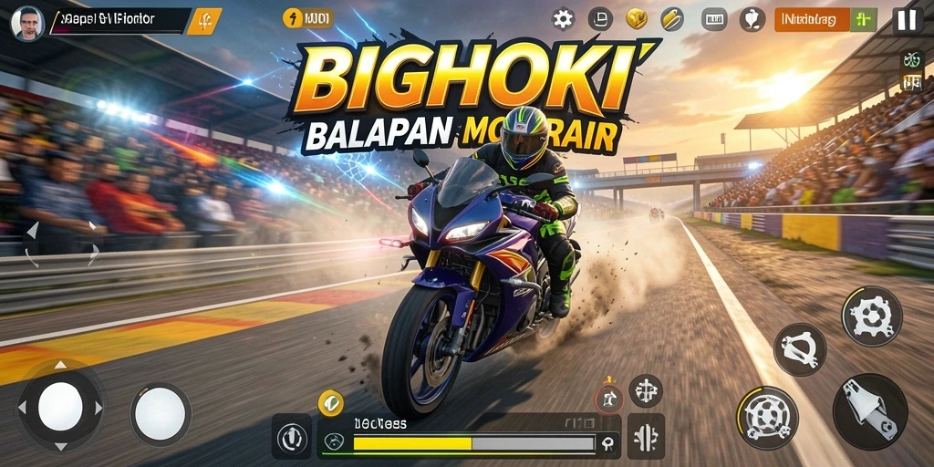 Gameplay seru BIGHOKI dengan kecepatan tinggi dan aksi balapan.
