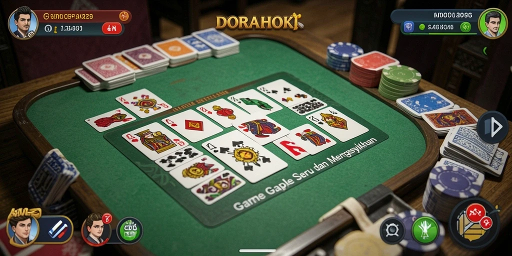 Screenshot gameplay DORAHOKI menampilkan aksi seru Gaple.