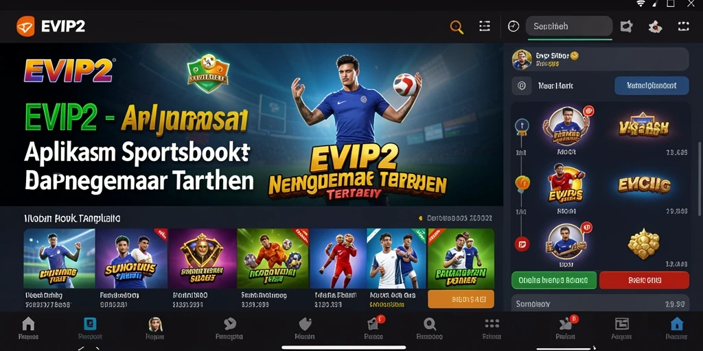 Tampilan gameplay menarik dari aplikasi EVIP2 untuk taruhan olahraga.
