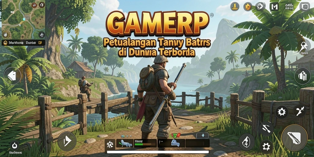 Screenshot GAMERP menampilkan karakter menjelajahi dunia terbuka.