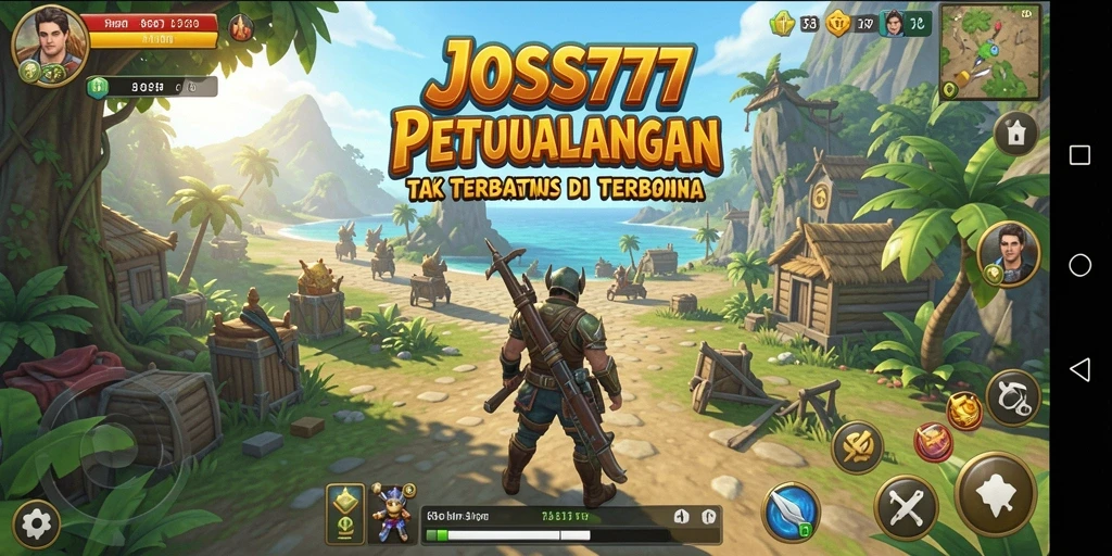 Tampilan gameplay JOSS777 dalam dunia terbuka yang megah.