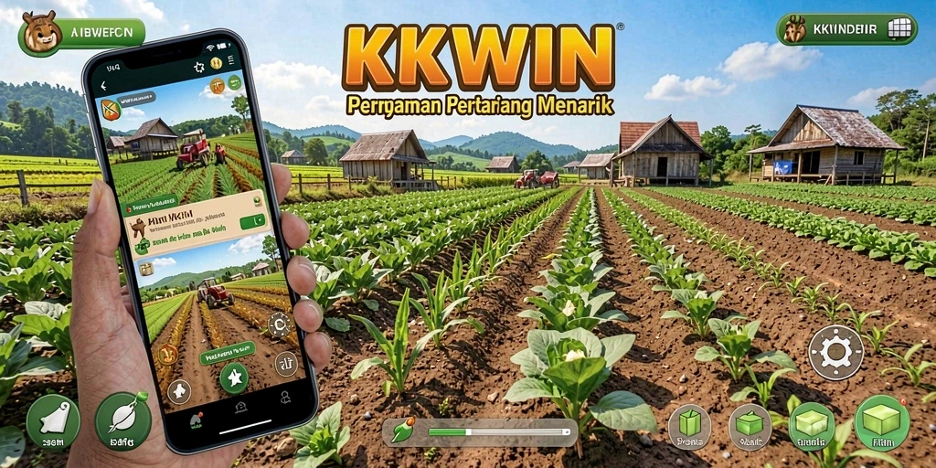 Tangkapan layar utama KKWIN menampilkan gameplay berkebun yang seru.