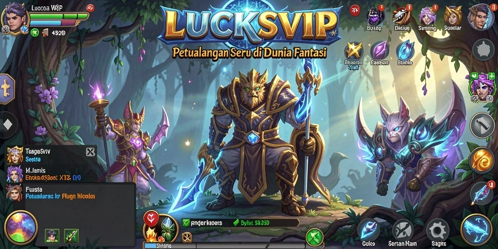 Tampilan gameplay seru LUCKSVIP di dunia petualangan yang menawan.