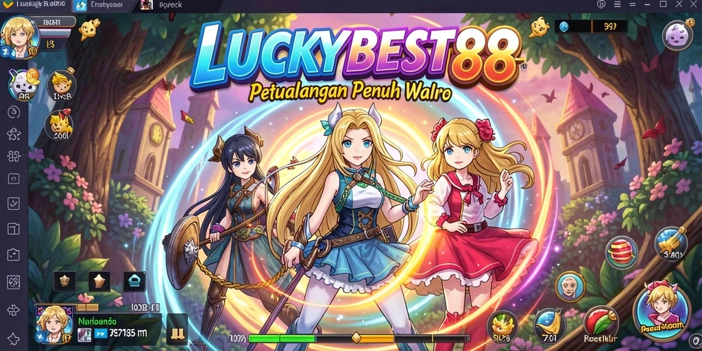 Tampilan gameplay dari LUCKYBEST88 yang penuh aksi dan karakter Anime.