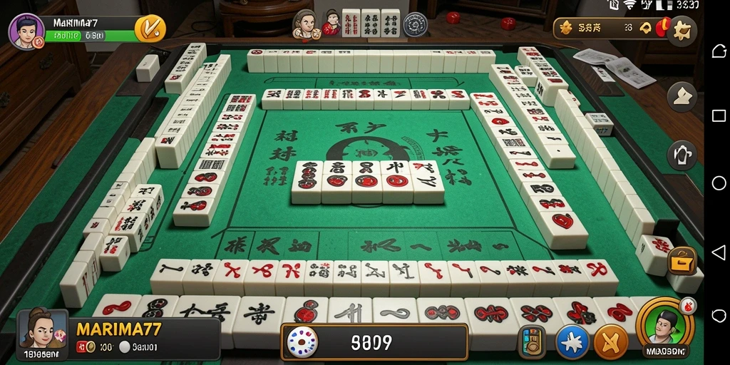 Tampilan gameplay Mahjong yang seru di MARIMA77.