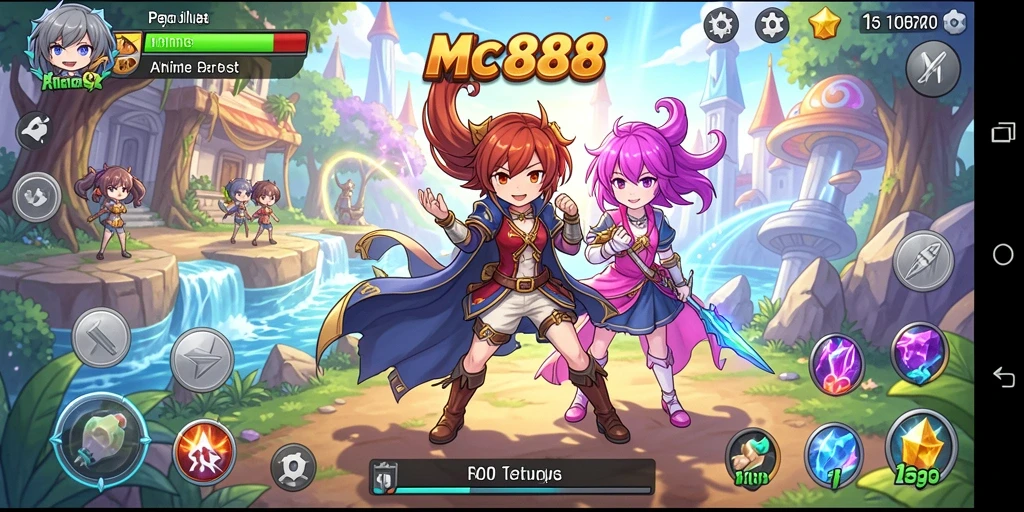 Tampilan gameplay seru dengan karakter anime yang menarik.
