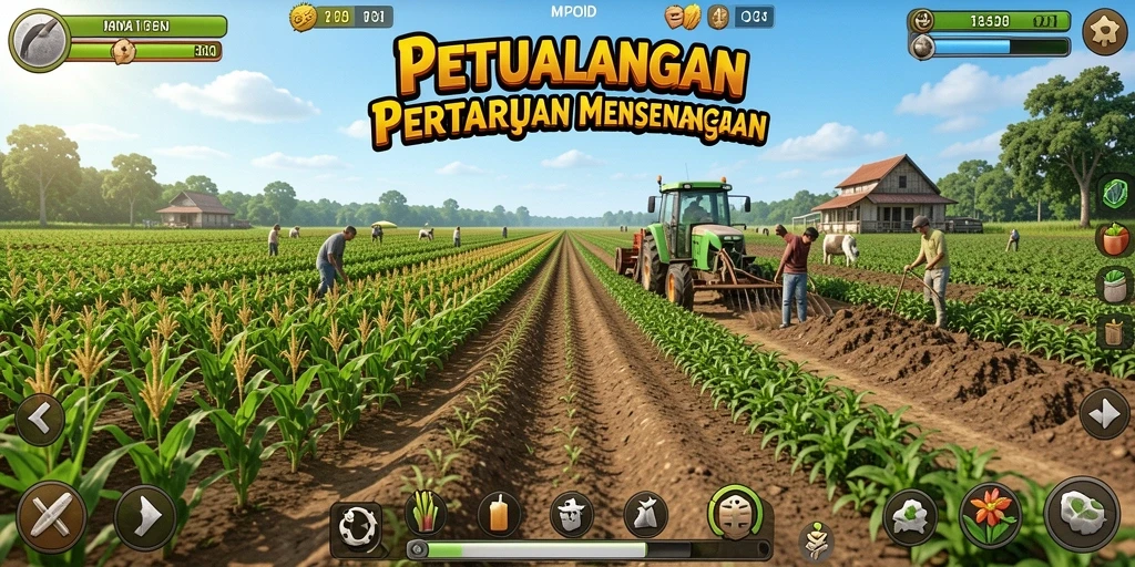 Menampilkan gameplay seru dalam perkebunan dan peternakan.