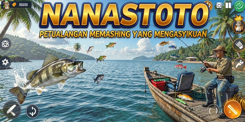 Tampilan gameplay NANASTOTO yang menampilkan aksi memancing seru.