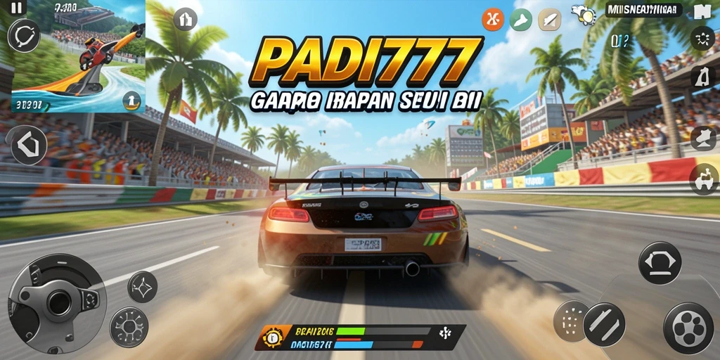 Tampilan gameplay PADI777 dengan kendaraan balap yang menakjubkan.