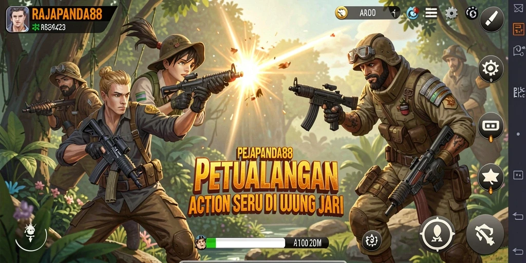 Tampilan aksi seru dalam gameplay RAJAPANDA88.
