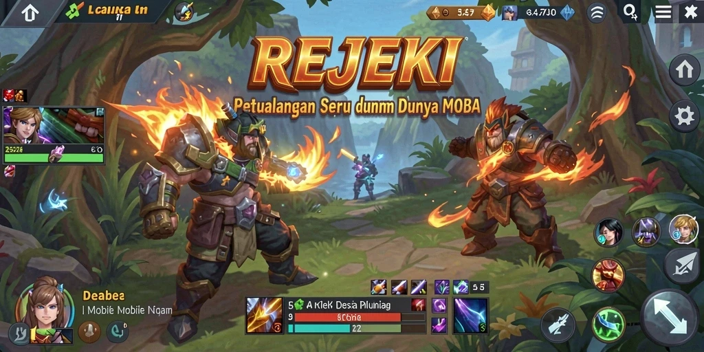 Screenshot REJEKI menampilkan aksi seru dalam gameplay MOBA.