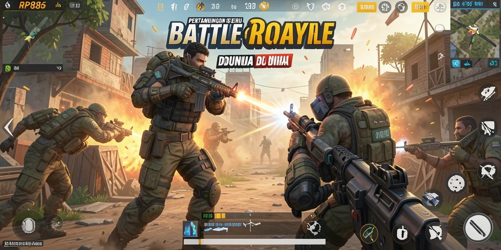 Tampilan gameplay seru dari RP886 dalam pertarungan Battle Royale.