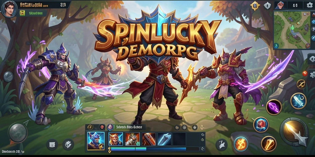 Gameplay seru di dunia fantasi SPINLUCKY dengan pertempuran yang mendebarkan.