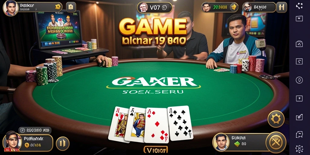 Tampilan gameplay V07 yang menegangkan saat bermain Poker.