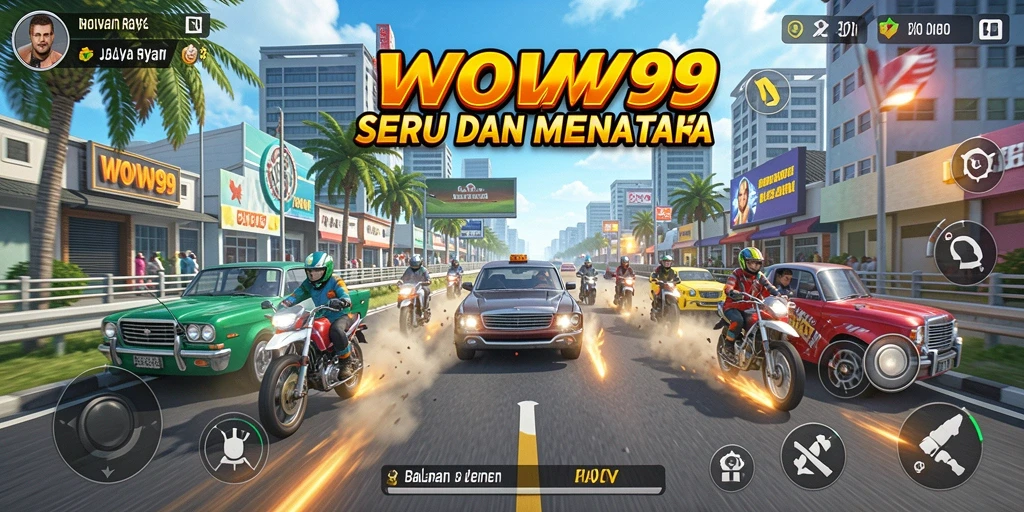 Screenshot utama WOW99 menampilkan aksi balapan yang seru dan mendebarkan.